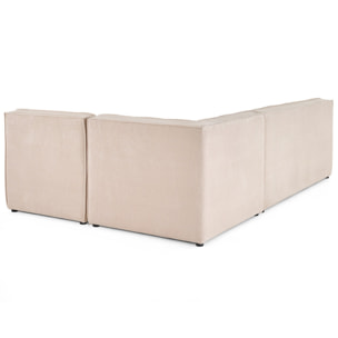 Ellie - canapé modulable d'angle réversible 4 places en velours texturé - Beige