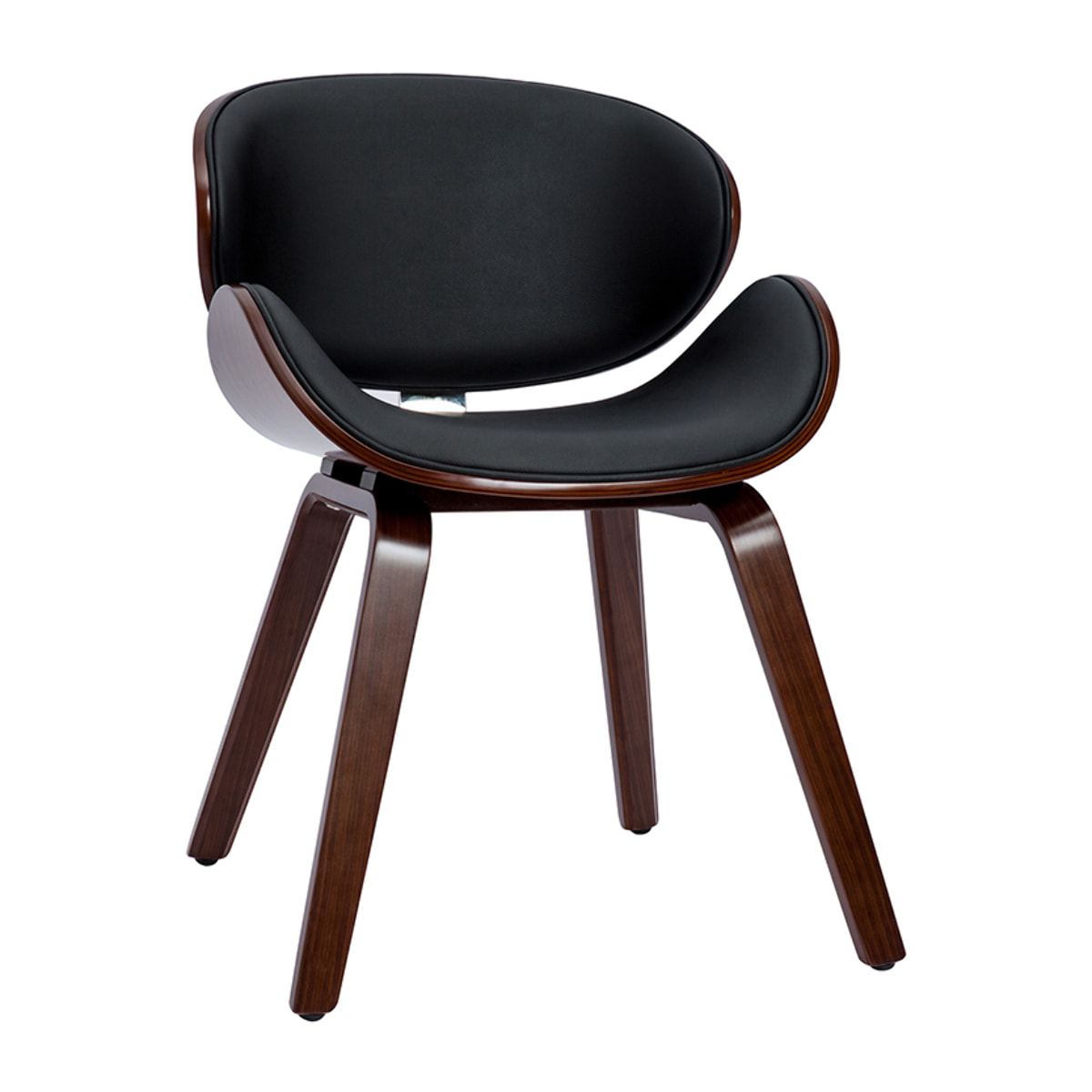Chaise design noir et bois foncé noyer WALNUT