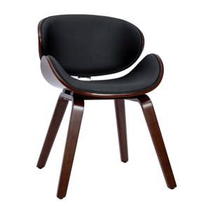 Chaise design noir et bois foncé noyer WALNUT