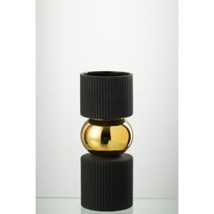 J-Line vase/bougeoir Bonbon - verre - noir/or - small