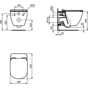 Pack WC Bâti autoportant + WC Ideal Standard Tesi Aquablade sans bride + Plaque Chrome mat (SMART-Tesi-572)