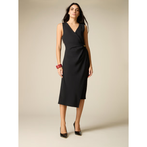 Oltre - Vestido midi cruzado - Negro