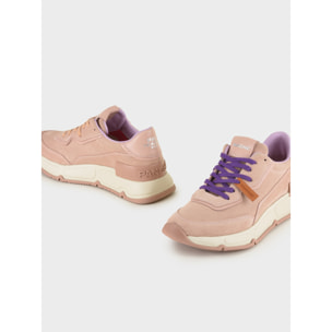 SNEAKER MUJER P06 DE ANTE Y PIEL ROSA POLVO