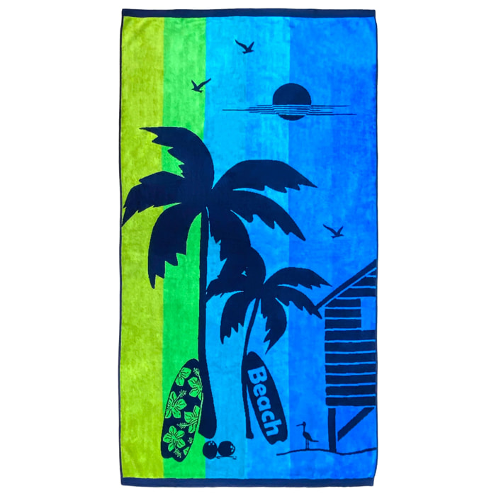 Serviette de plage éponge velours Jacquard - Milatos - 90x170cm - 400g/m²