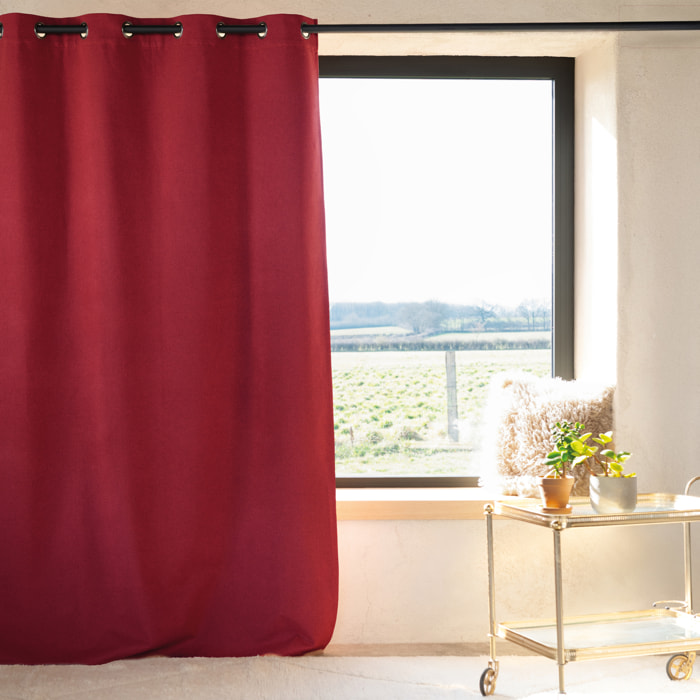 Rideau 100% occultant thermique phonique chiné - Rouge