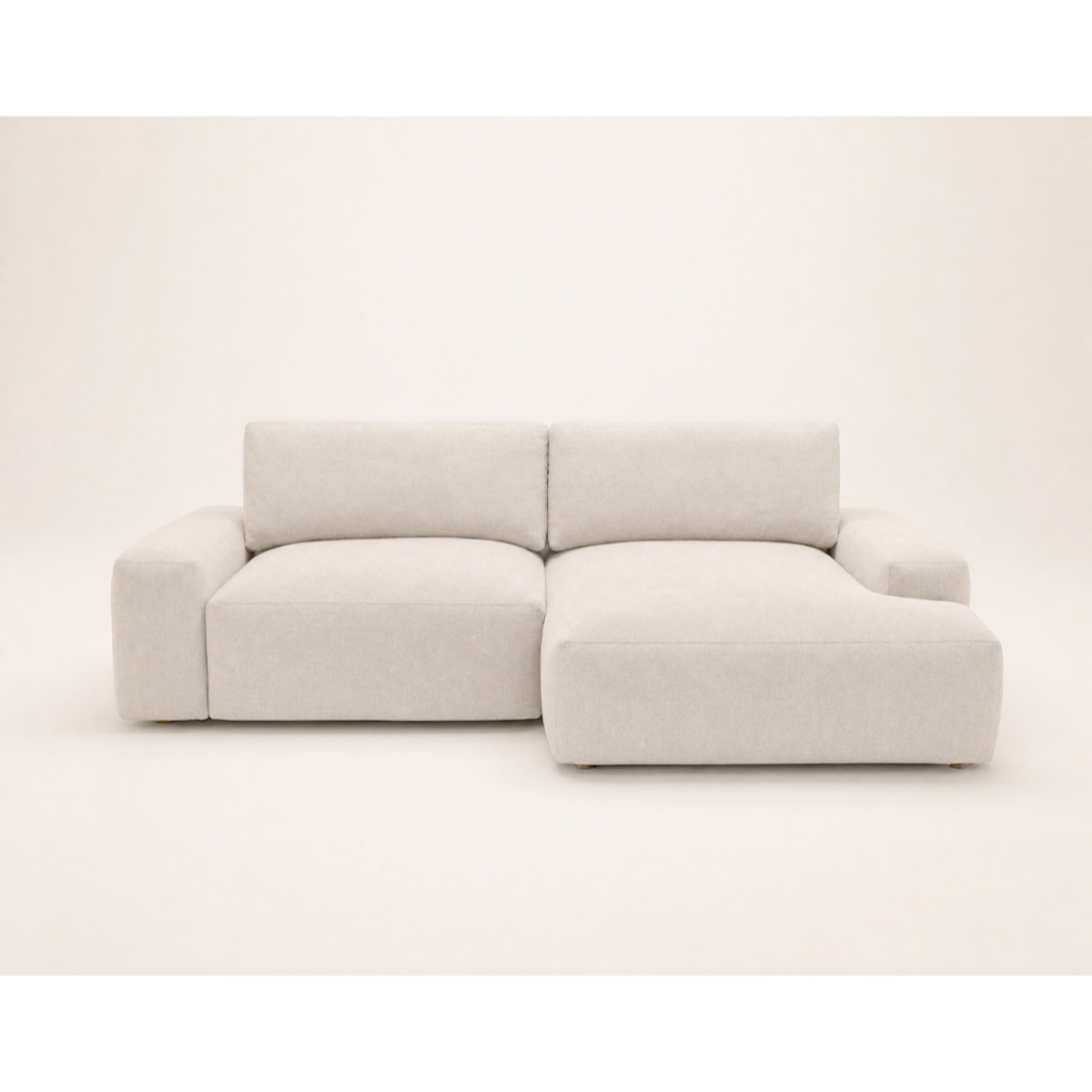 Tama - Canapé d'angle droit 4 places convertible avec coffre en tissu - Beige