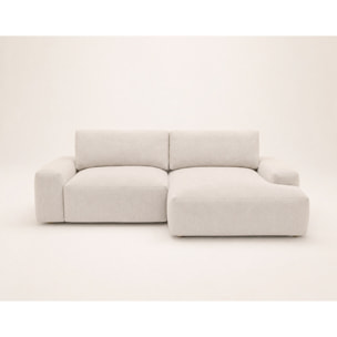 Tama - Canapé d'angle droit 4 places convertible avec coffre en tissu - Beige