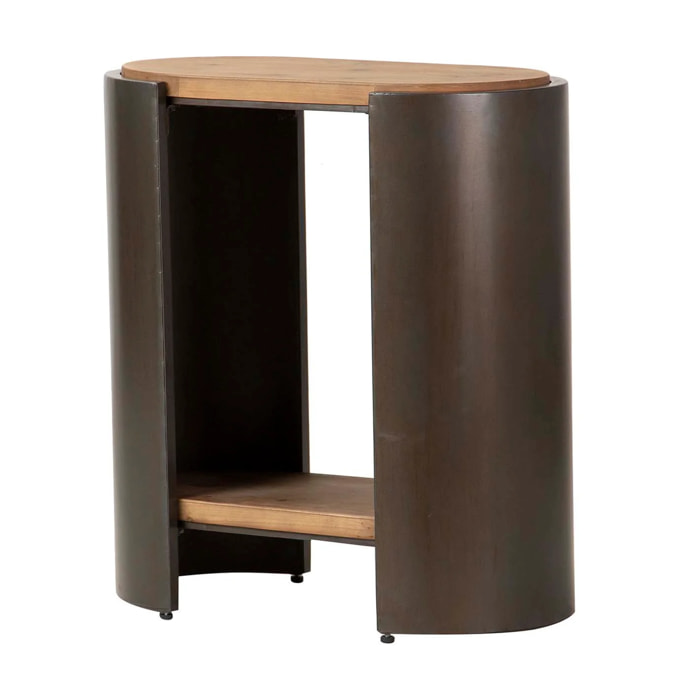 Mesita Madera Metal Marron Negro 62x34x71 Cm