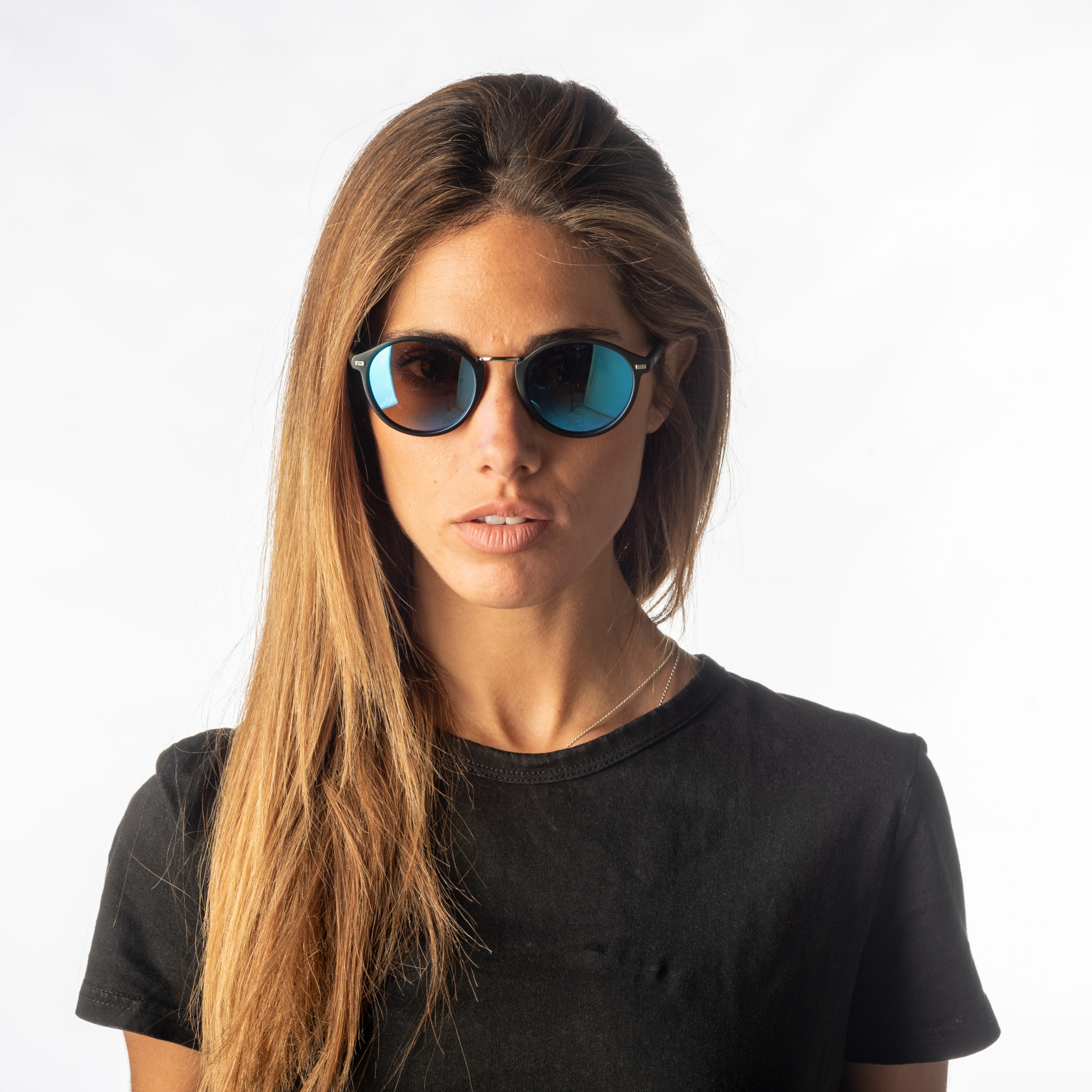 Gafas de sol OCEAN LILLE - Negro mate / Revo azul cielo