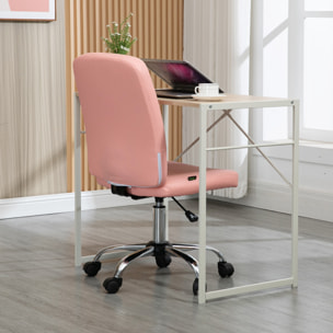 Silla de Oficina sin Brazos Silla de Escritorio Giratorio de Piel Sintética con Altura Ajustable Estilo Moderno Carga 120 kg 45x59x90-100 cm Rosa