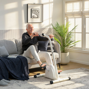 Vélo de rééducation bras et jambes réglable rouleaux massage écran LCD multifonction blanc