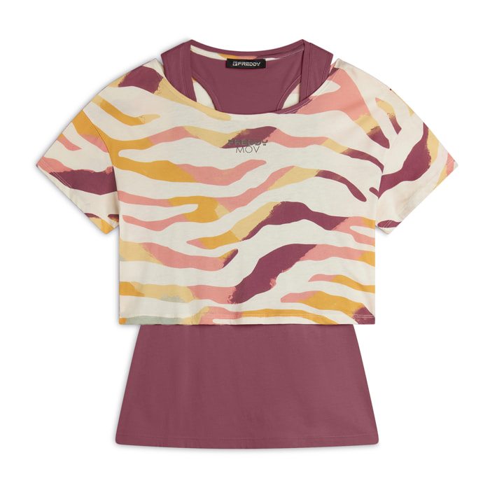 Set T-shirt Cropped multicolore e Canotta
