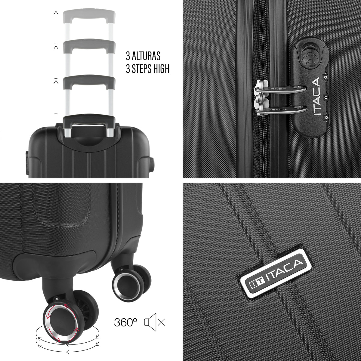 Maleta Itaca Havel Set De 3 Unidades Negro