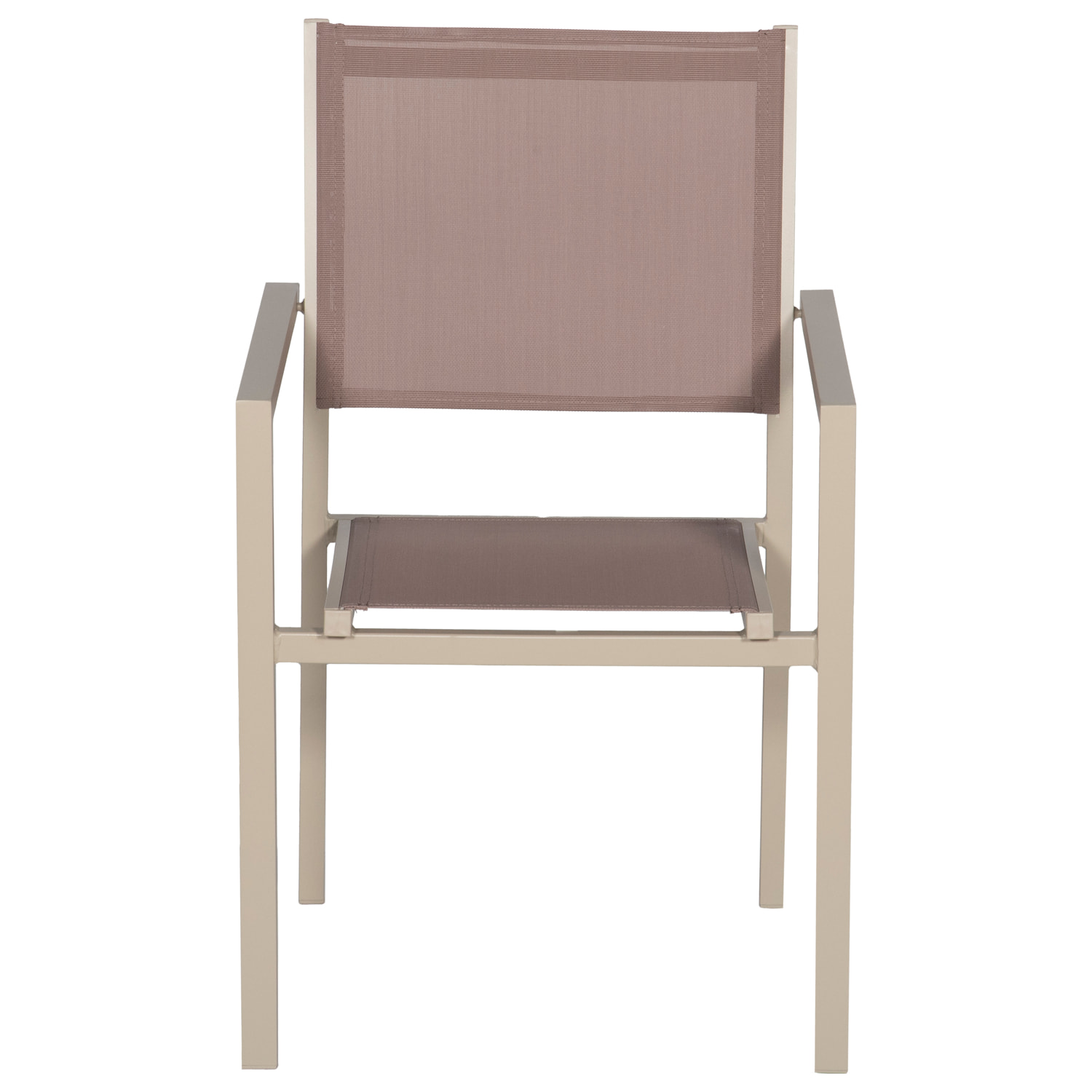 Lot de 4 chaises en aluminium taupe - textilène taupe