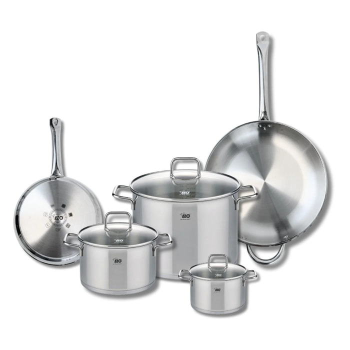 Ensemble de 2 Poêles de cuisson 24 et 32 cm et 3 faitouts 14, 20 et 26 cm Elo Profi Citrin