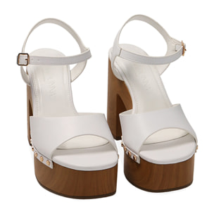 Sandali platform bianchi, tacco 11,5 cm