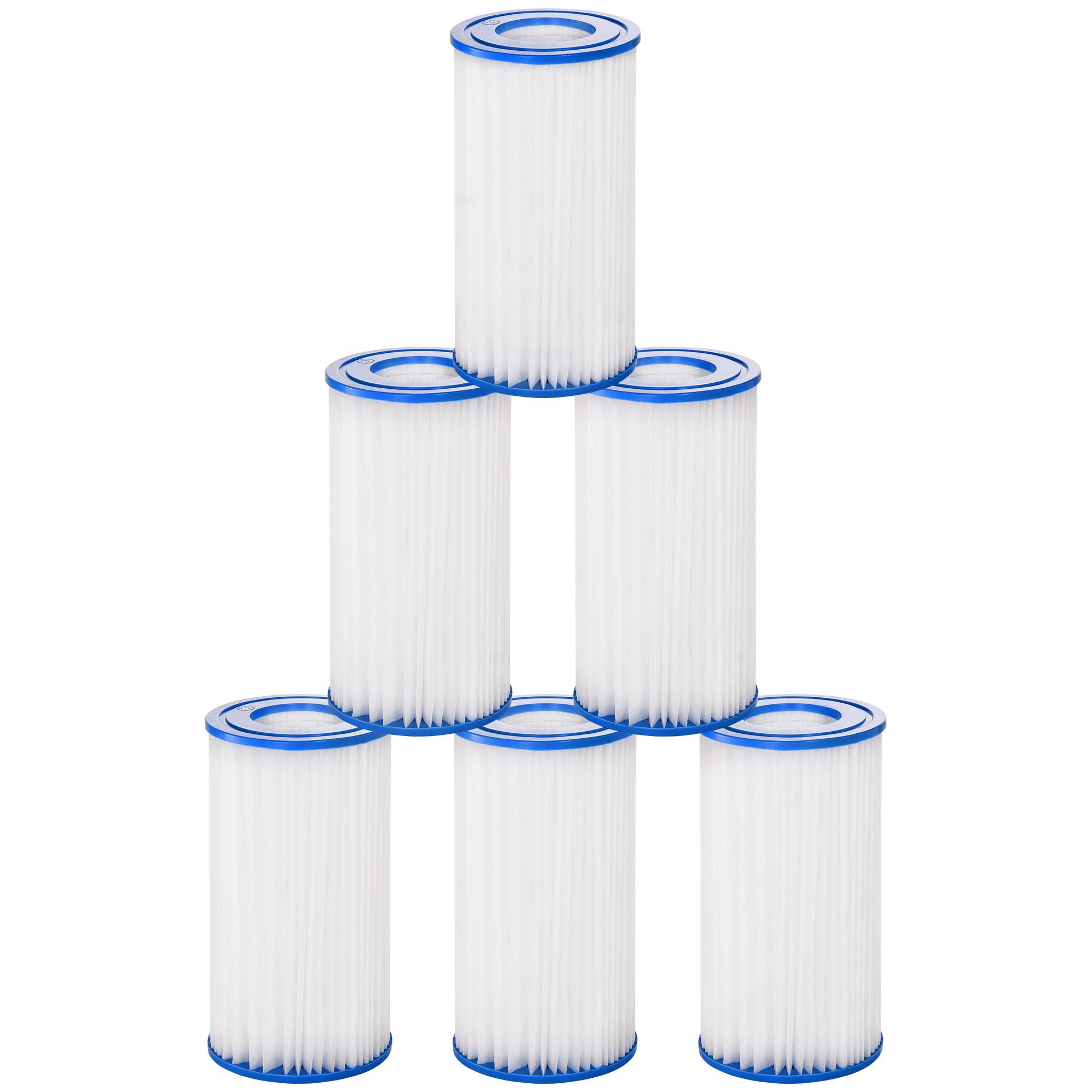 Lot de 6 cartouches filtrantes pour spa - cartouches de filtration - PP bleu fibres Dacron blanc