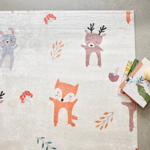 Tapis intérieur enfant blanc imprimé animaux RAVON