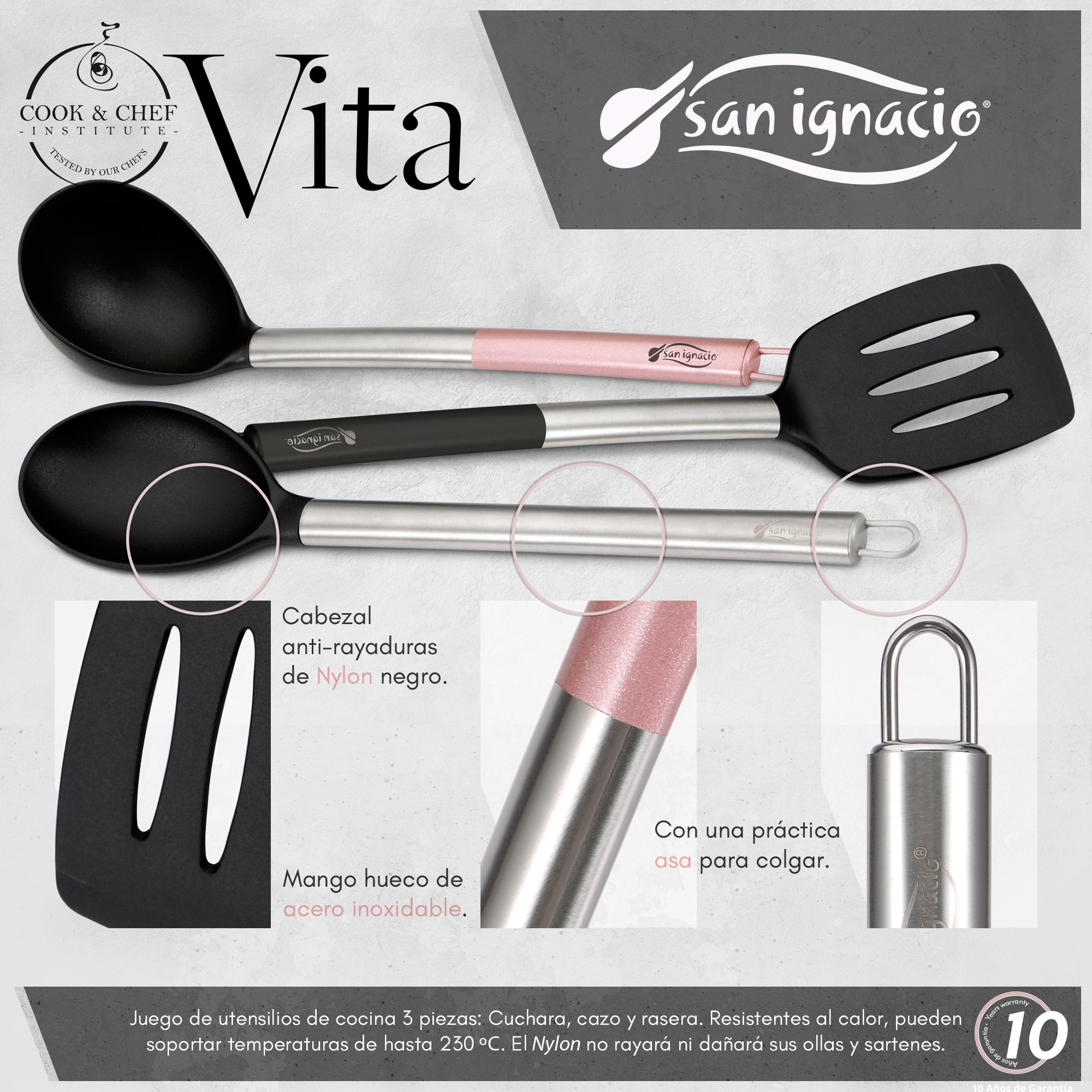 Set de cacerola 20x8.5 cm con tapa, acero inoxidable, apta para inducción y sarten 20x5.0 cm aluminio forjado apta para inducción, con juego 3 utensi