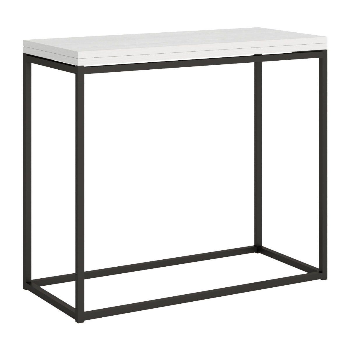 Console extensible portefeuille 90x45/90 cm Nordica Libra Frêne Blanc cadre Anthracite