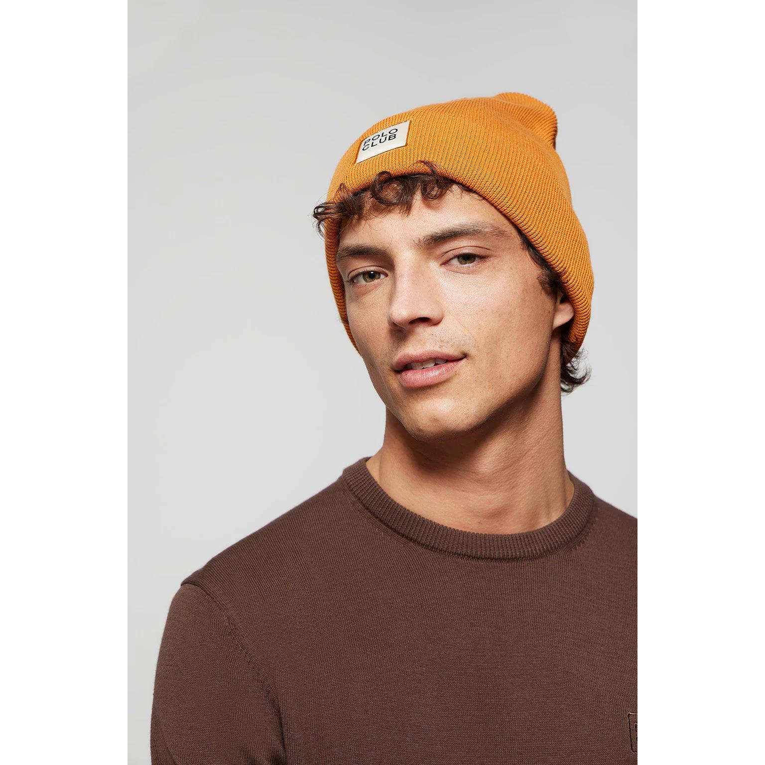 Cappellino curcuma in lana unisex con particolare Polo Club