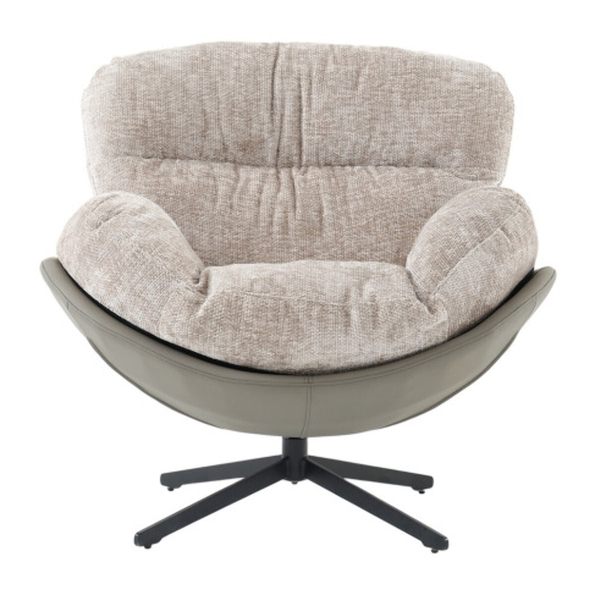 Fauteuil rotatif 360° tissu doux avec simili et pieds métal - DOUDOU