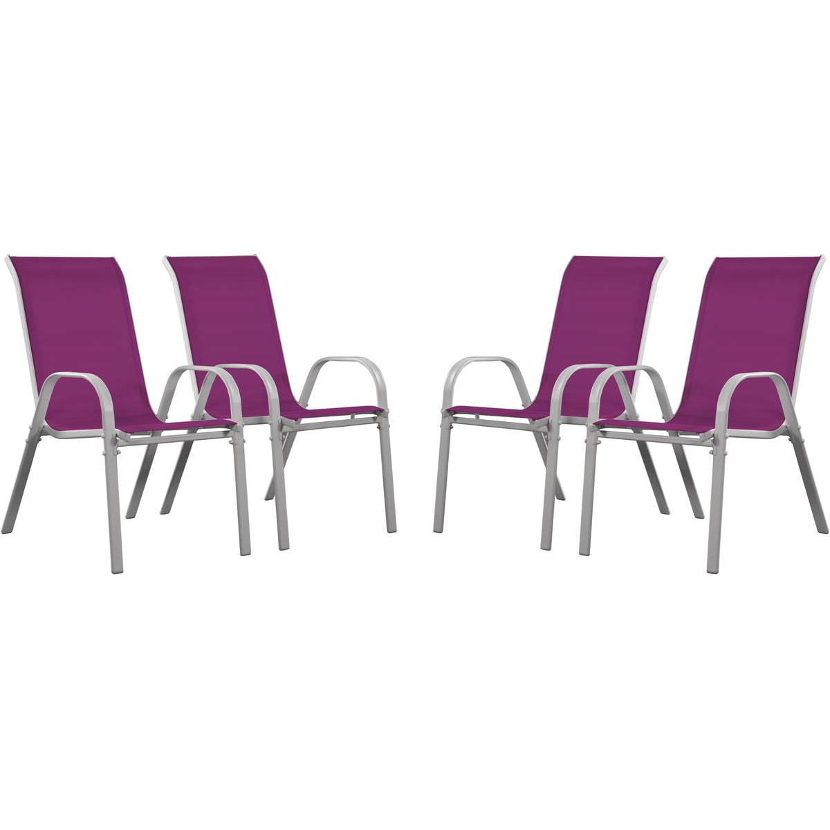 Fauteuil jardin Textilène "Cordoba" - Phoenix - Rose - Lot de 4