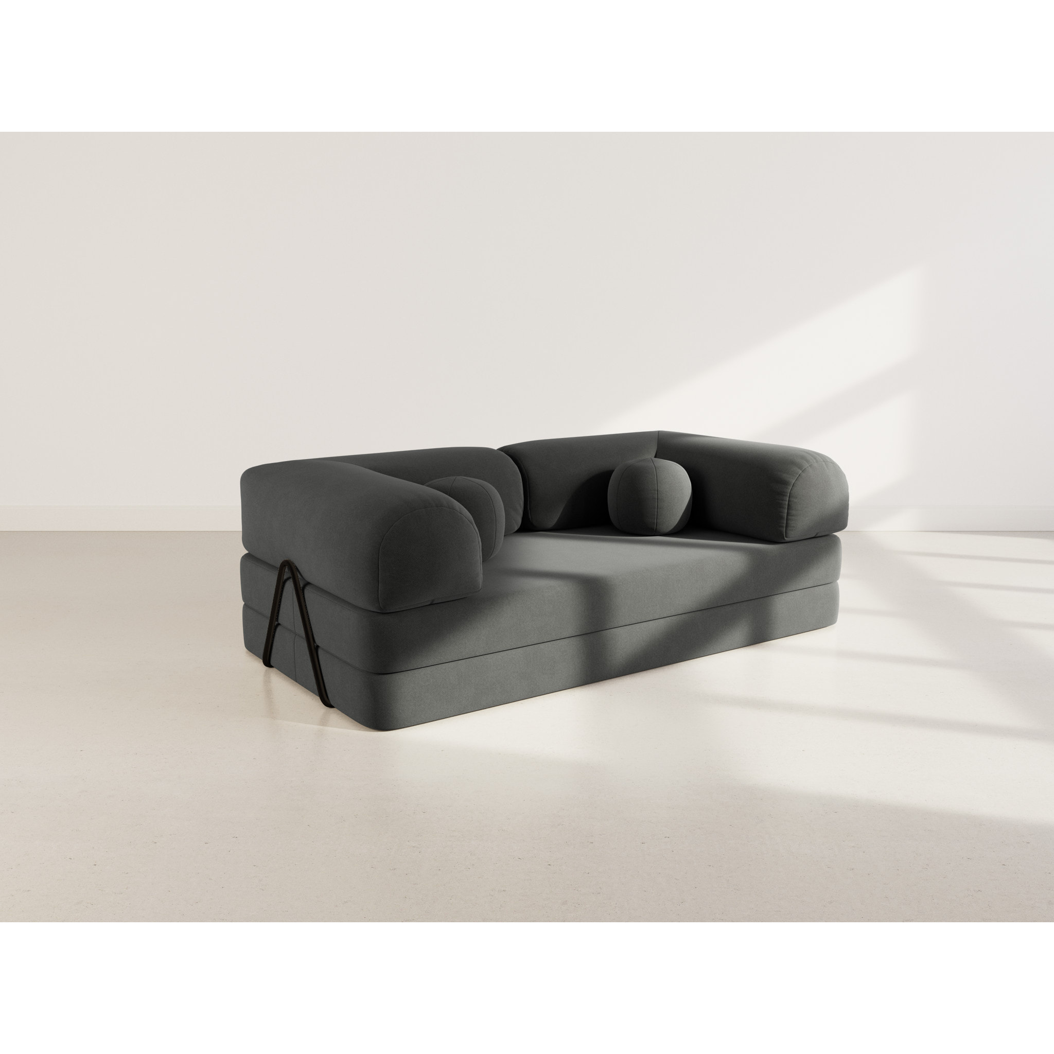 Nebula - Canapé 3 places convertible en velours texturé - Gris