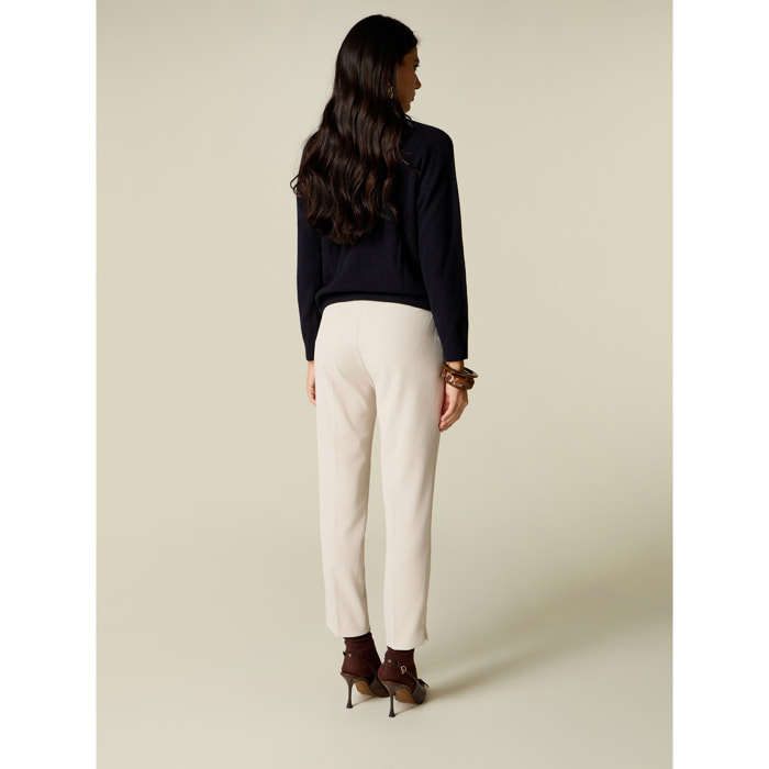 Oltre - Pantaloni a sigaretta effetto fustagno - Beige