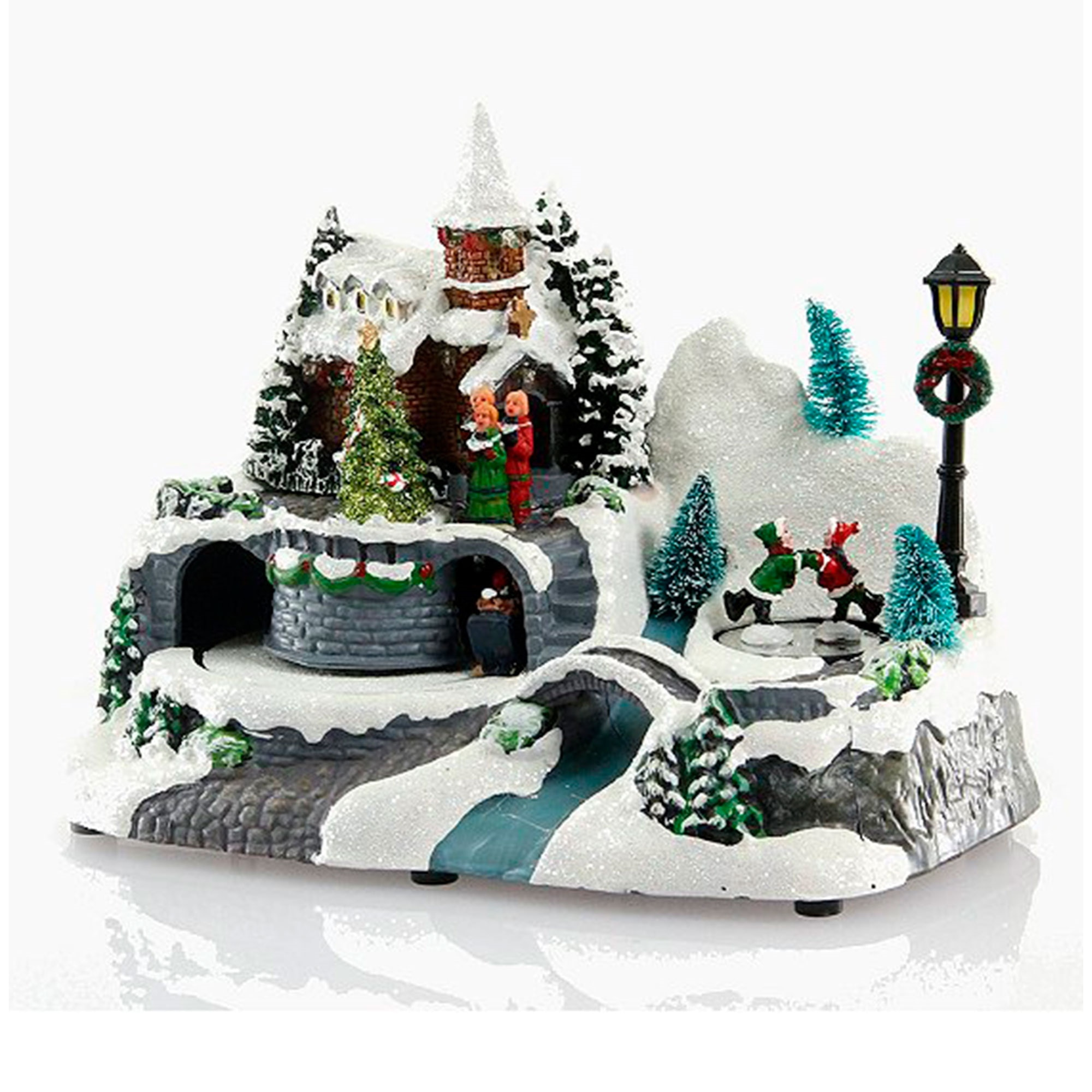 CASA DE LUCES DE PUEBLO CON BATERÍAS DECORACIÓN NAVIDEÑA