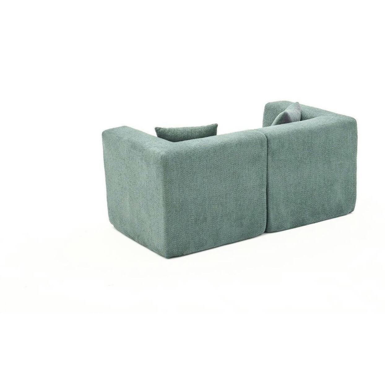 Canapé 2 places compact vert tissu chenille PLOVIA