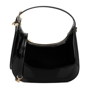 Mini bag donna nera in vernice