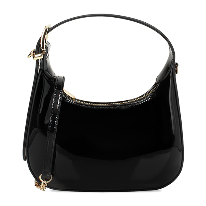 Mini bag donna nera in vernice
