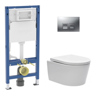 Duofix pack WC bâti + WC suspendu sans bride Swiss Aqua Technologies avec abattant SoftClose + plaque (GEBSTBRWR05MAN-FR)