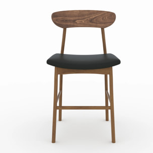 Lot de 2 chaises pour îlot central en cuir synthétique noir 66 cm - Lana