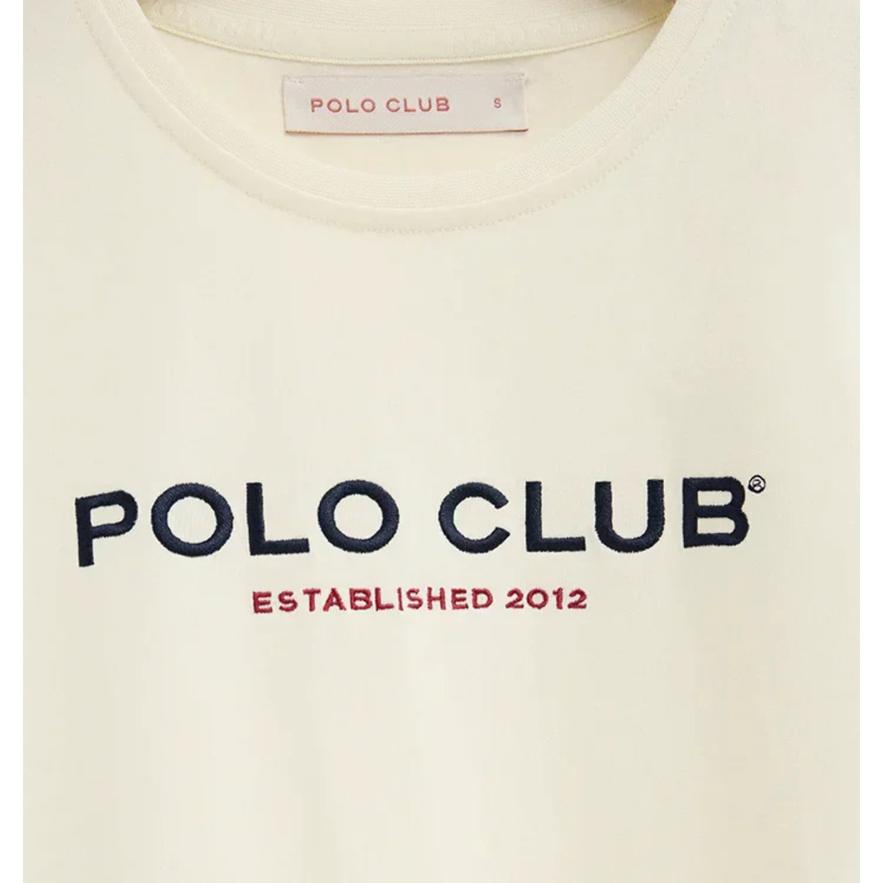 Maglietta ecrù slim fit con ricamo Established 2012 Polo Club