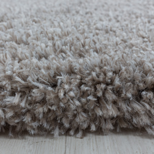 FLUFFY - Tapis rond shaggy uni à poils longs Beige