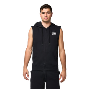 Sudadera de hombre Leone Sporty sin mangas con capucha y cremallera lisa