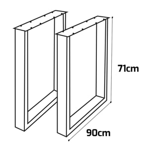 SQUARED - Set di 2 piedi per tavolo in acciaio polverizzato con forma quadrata. Colore nero. Altezza da terra 71cm