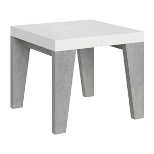 Table Naxy Mix Extensible dessus Frêne Blanc structure Ciment 90x90 Allongée 246