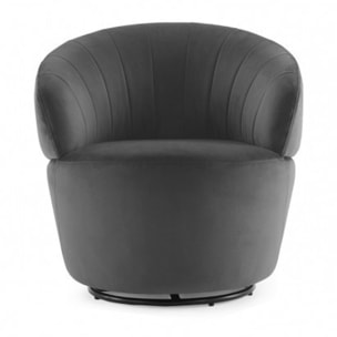 Fauteuil rond pivotant en velours - 5 coloris - ROMANE