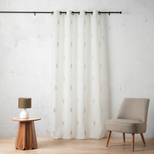 Voilage texturé motif fil coupé esprit ikat - Beige