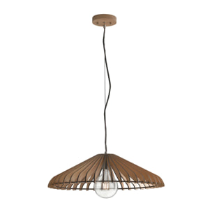 Lampadario a sospensione CALDER in legno naturale con cavo in tessuto 30 cm.