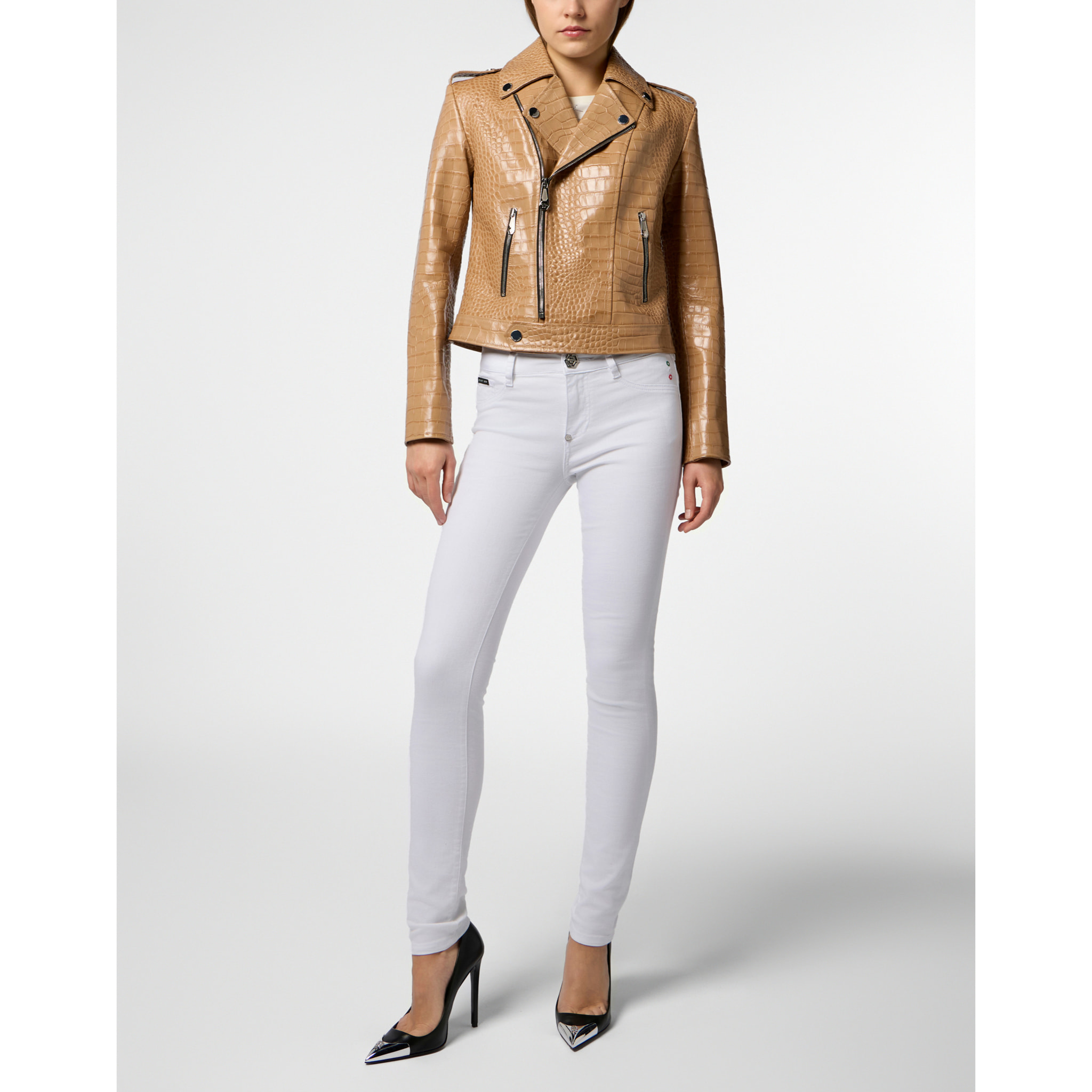 PHILIPP PLEIN Biker Jacket Cocco