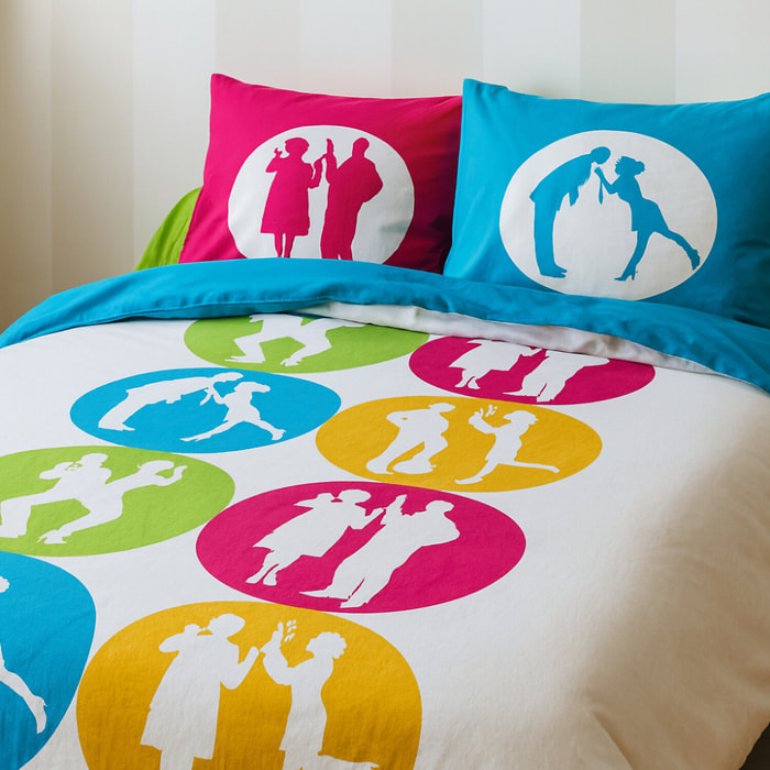 Parure housse de couette 100% coton scene de menage