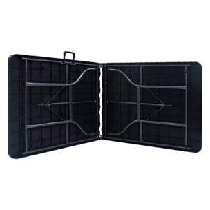 Mesa plegable multifuncional 180x74x74cm y banco plegable 183x30x43cm, con asas para facilitar su desplazamiento, efecto ratán