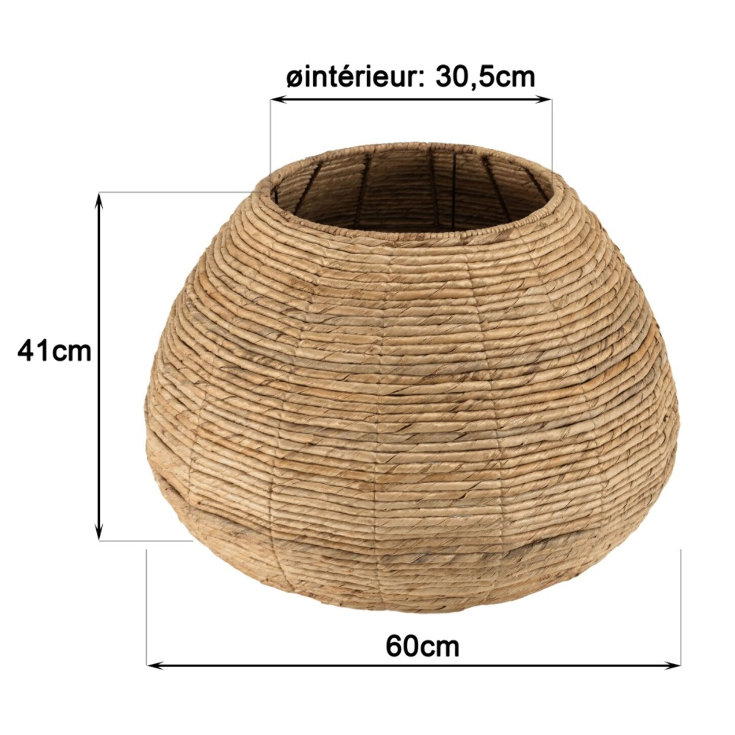 SIXTINE - Cache pot petit modèle en tissage d'abaca naturel