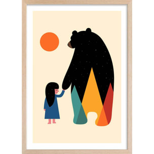 Affiche enfant go home Affiche + cadre en bois - Chêne