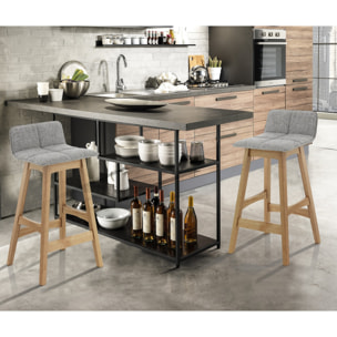 Tomasucci Lot de 2 tabourets VARM WOOD Multicolore