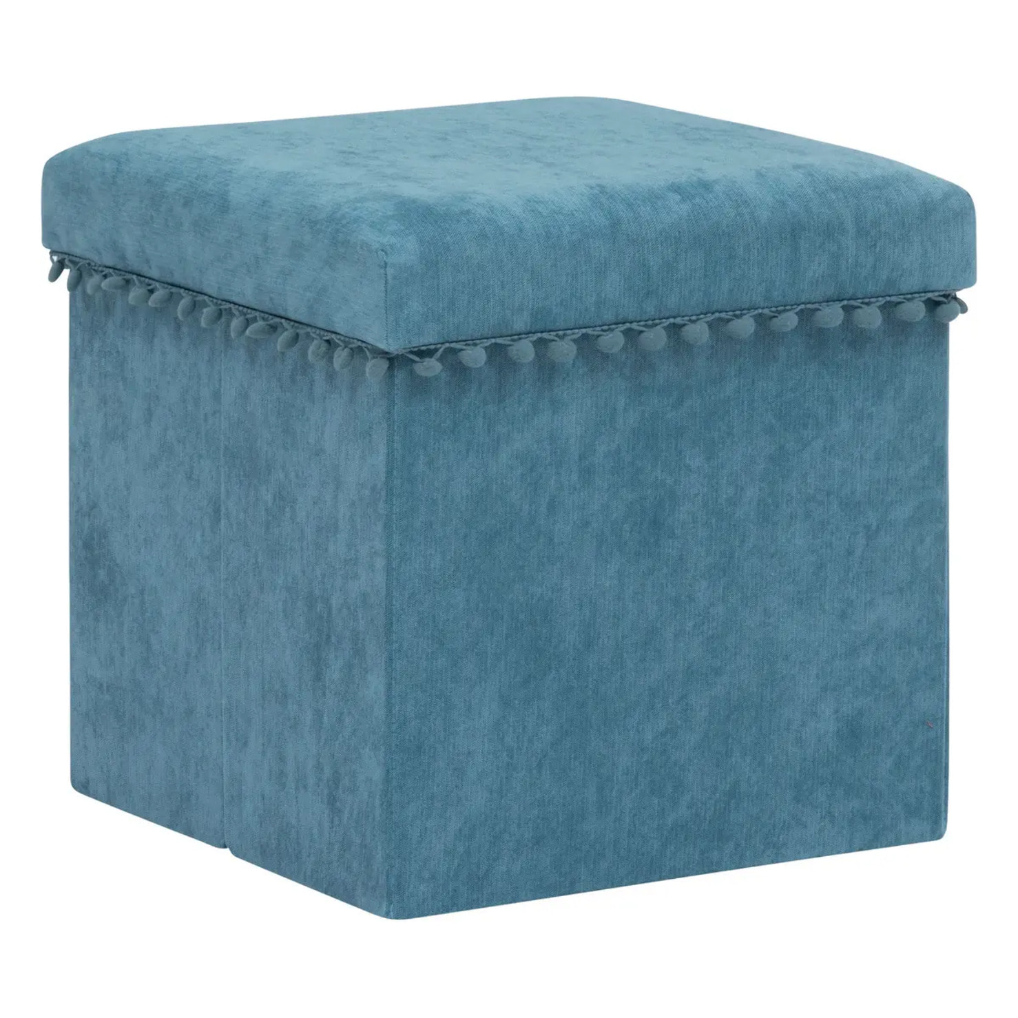 Pouf pliant "Mémo" 40x38cm bleu canard